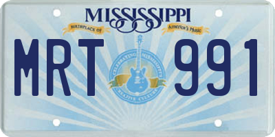 MS license plate MRT991