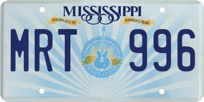 MS license plate MRT996