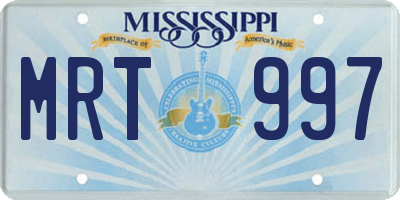 MS license plate MRT997