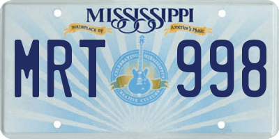 MS license plate MRT998
