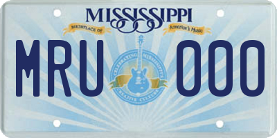 MS license plate MRU000