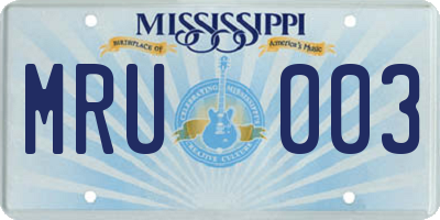 MS license plate MRU003