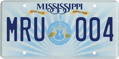 MS license plate MRU004