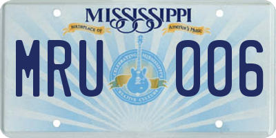 MS license plate MRU006