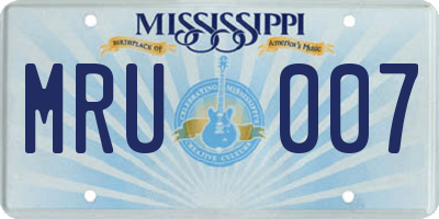 MS license plate MRU007