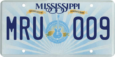MS license plate MRU009