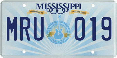 MS license plate MRU019