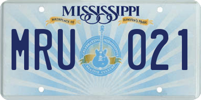 MS license plate MRU021