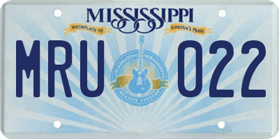 MS license plate MRU022
