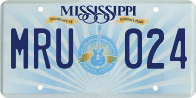 MS license plate MRU024