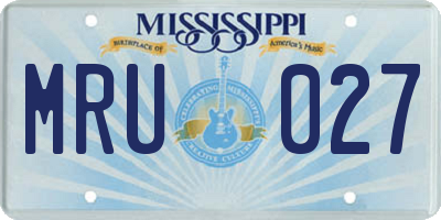 MS license plate MRU027