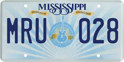 MS license plate MRU028