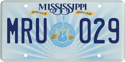 MS license plate MRU029