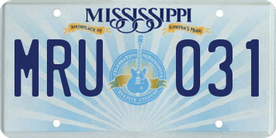 MS license plate MRU031