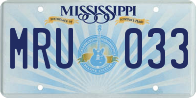 MS license plate MRU033