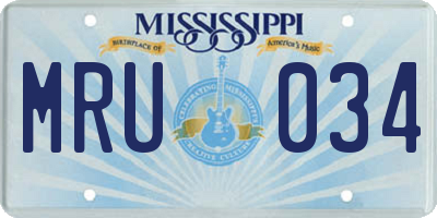 MS license plate MRU034