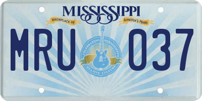 MS license plate MRU037