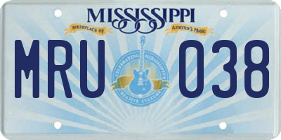 MS license plate MRU038