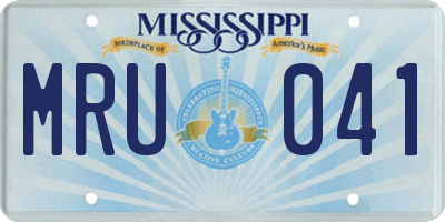 MS license plate MRU041