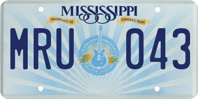 MS license plate MRU043