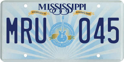 MS license plate MRU045