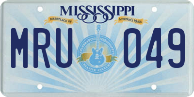 MS license plate MRU049