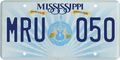 MS license plate MRU050