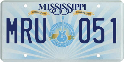 MS license plate MRU051