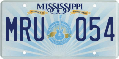 MS license plate MRU054