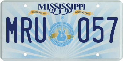 MS license plate MRU057