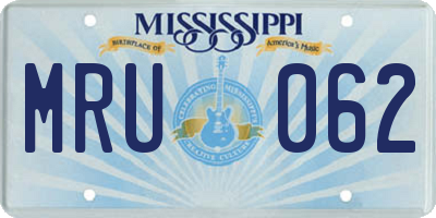 MS license plate MRU062