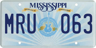 MS license plate MRU063