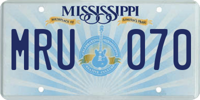 MS license plate MRU070