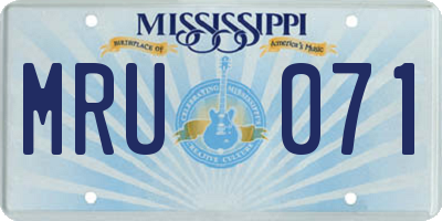 MS license plate MRU071
