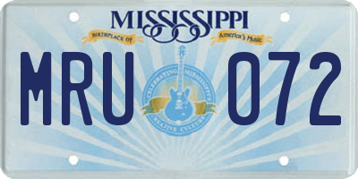MS license plate MRU072