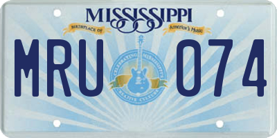 MS license plate MRU074
