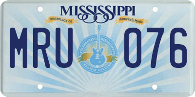 MS license plate MRU076