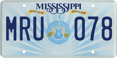 MS license plate MRU078
