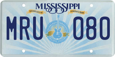 MS license plate MRU080