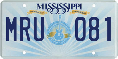 MS license plate MRU081