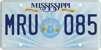 MS license plate MRU085