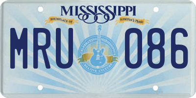 MS license plate MRU086