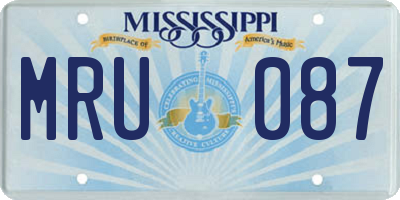 MS license plate MRU087