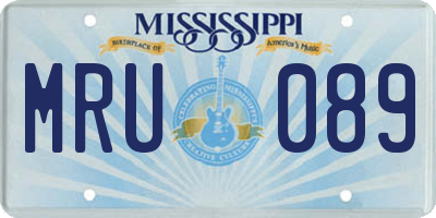 MS license plate MRU089