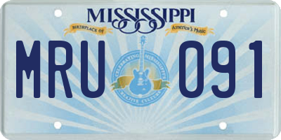 MS license plate MRU091