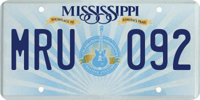 MS license plate MRU092