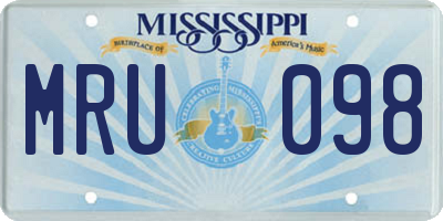MS license plate MRU098
