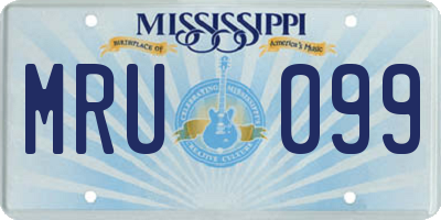 MS license plate MRU099