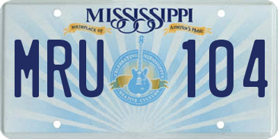 MS license plate MRU104