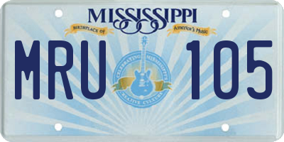 MS license plate MRU105